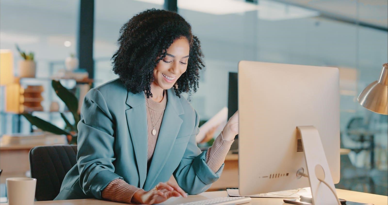 Businesswoman working at a computer