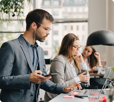 Professionals working together in a modern office